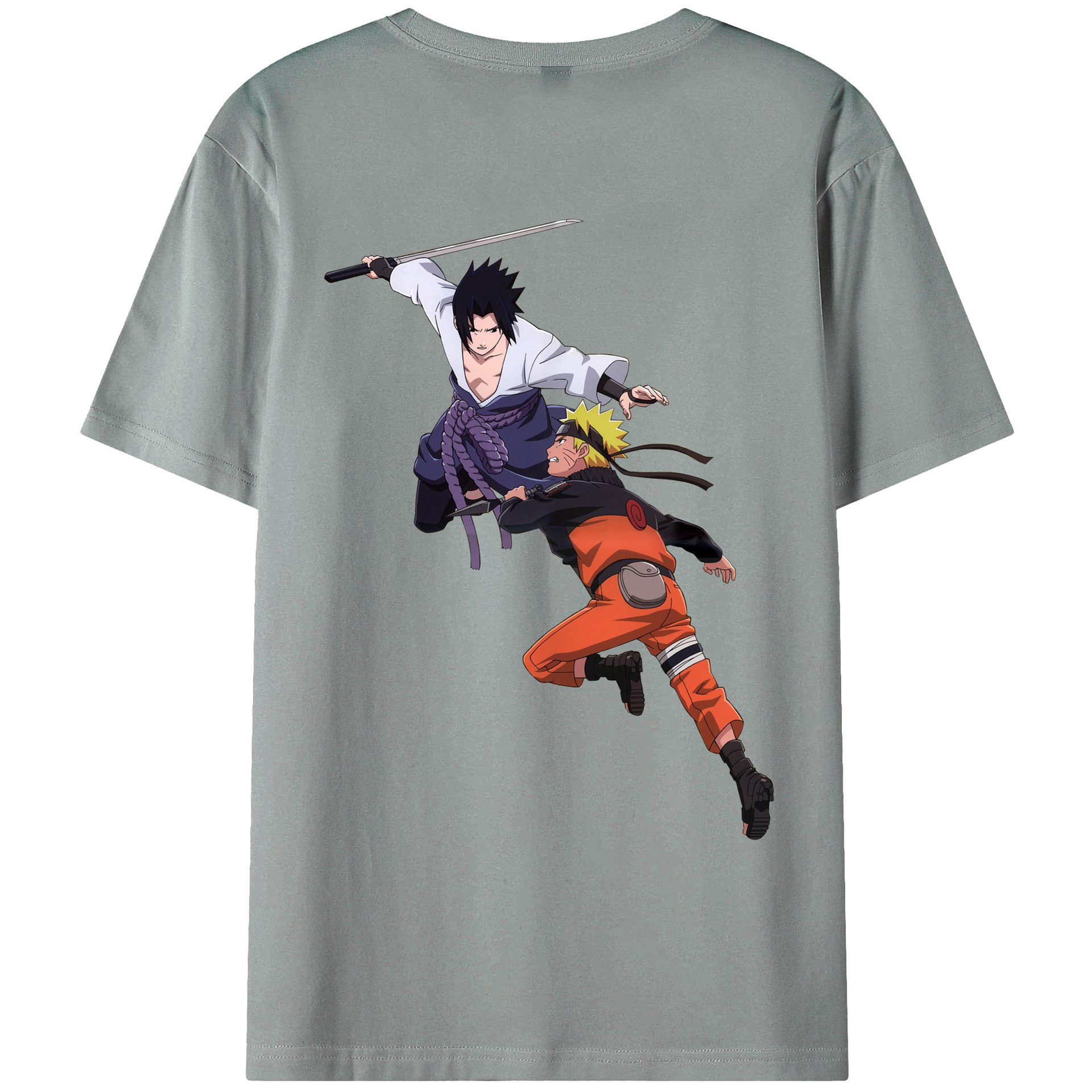 （画像用） NARUTO -ナルト- うちは サスケ Uchiha Sasuke 綿100％ メンズ半袖Tシャツ（バックプリント） 通気性